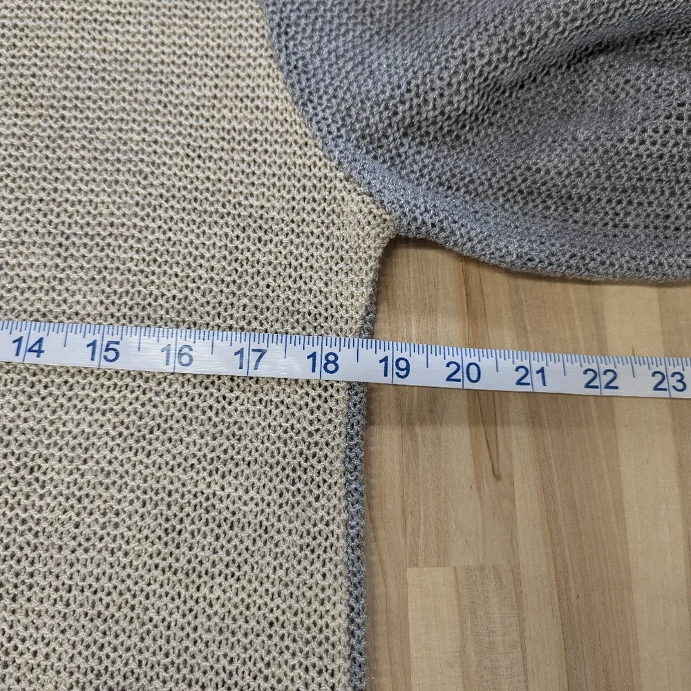 Two-Tone Loose Knit Sweater with Pocket Art To Wear Langenlook Coastal M